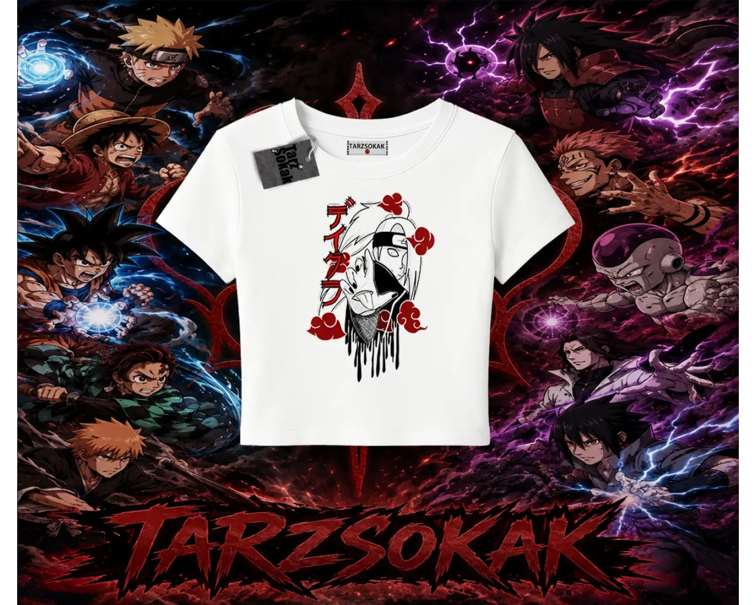 Deidara Naruto Anime Karakteri Kadın Baby Tee Beyaz