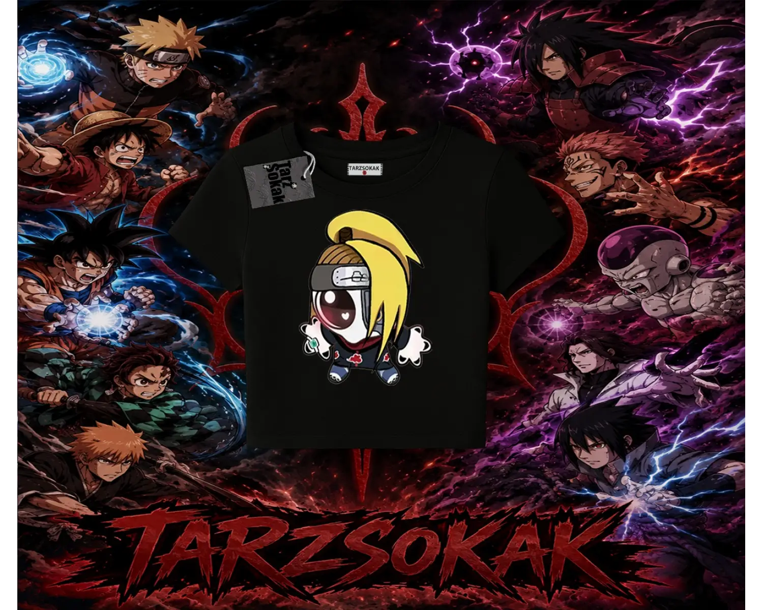 Deidara Naruto Anime Karakteri Kadın Baby Tee Beyaz