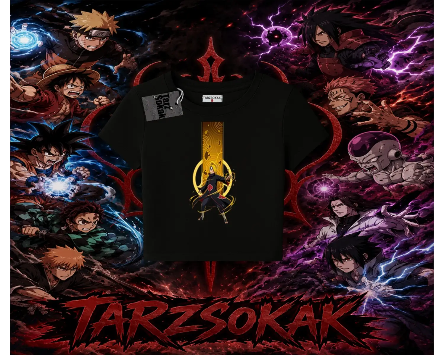 Deidara Naruto Anime Karakteri Kadın Baby Tee Beyaz