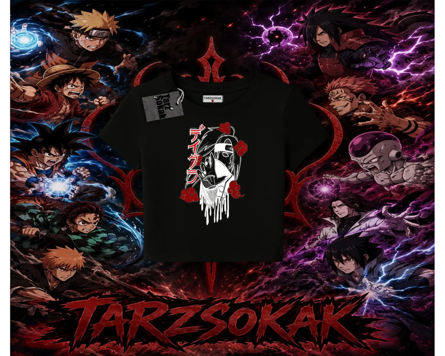 Deidara Naruto Anime Karakteri Kadın Baby Tee Beyaz