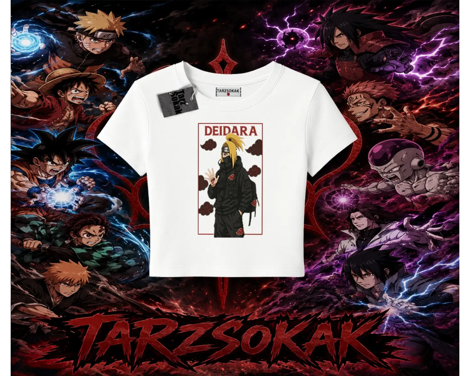 Deidara Naruto Anime Karakteri Kadın Baby Tee Beyaz