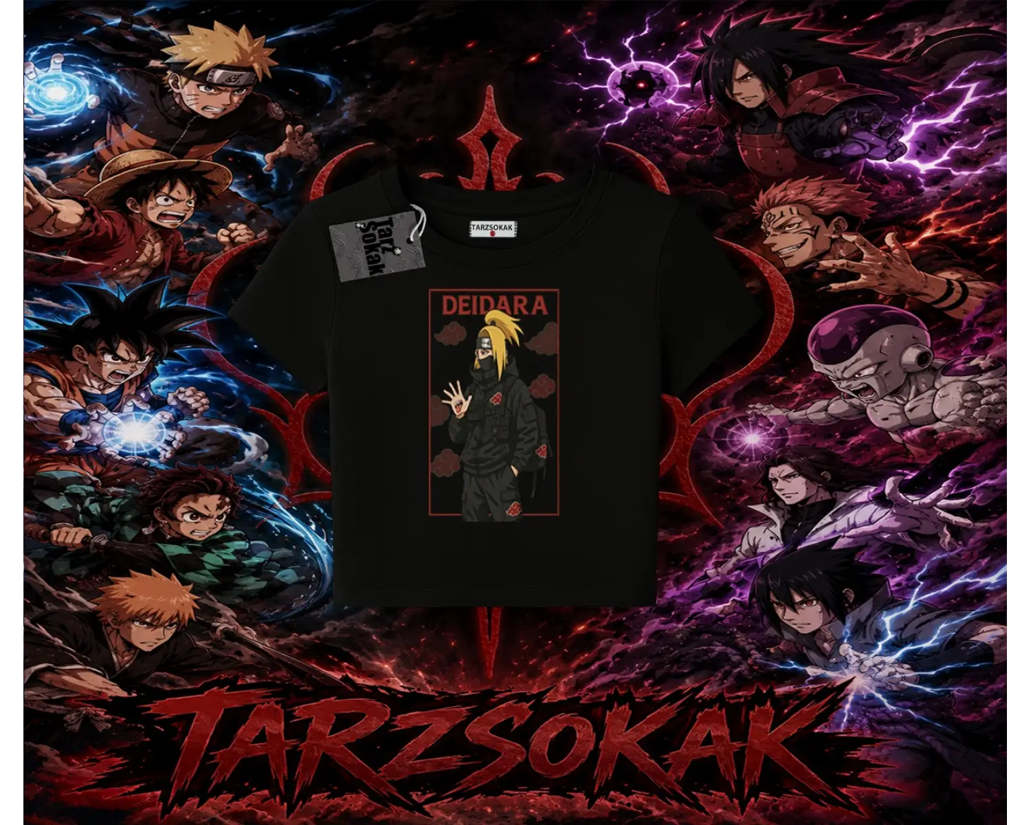 Deidara Naruto Anime Karakteri Kadın Baby Tee Beyaz