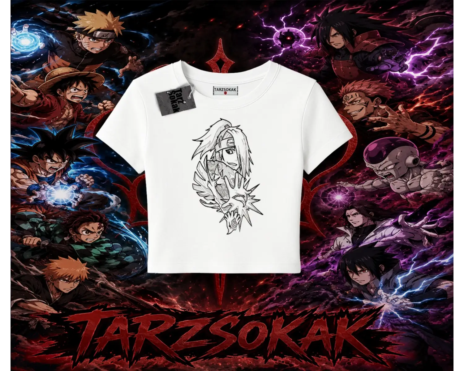 Deidara Naruto Anime Karakteri Kadın Baby Tee Beyaz