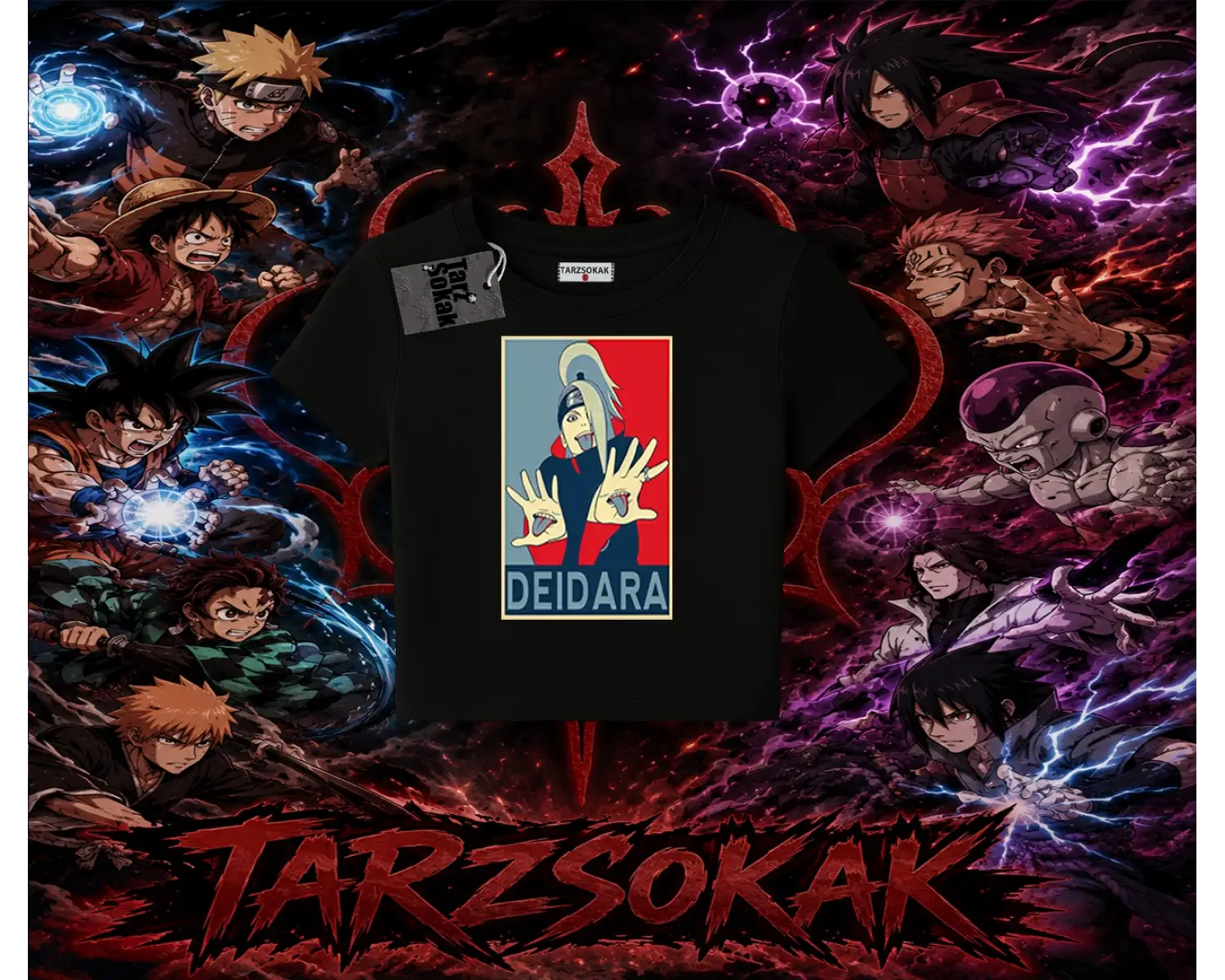 Deidara Naruto Anime Karakteri Kadın Baby Tee Beyaz