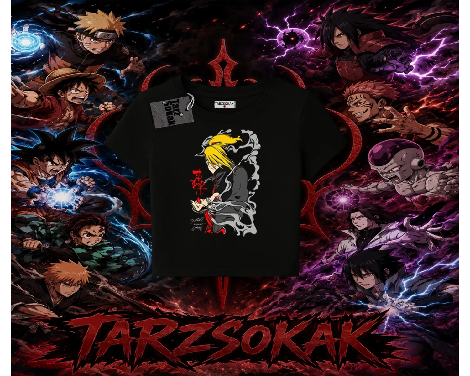 Deidara Naruto Anime Karakteri Kadın Baby Tee Beyaz