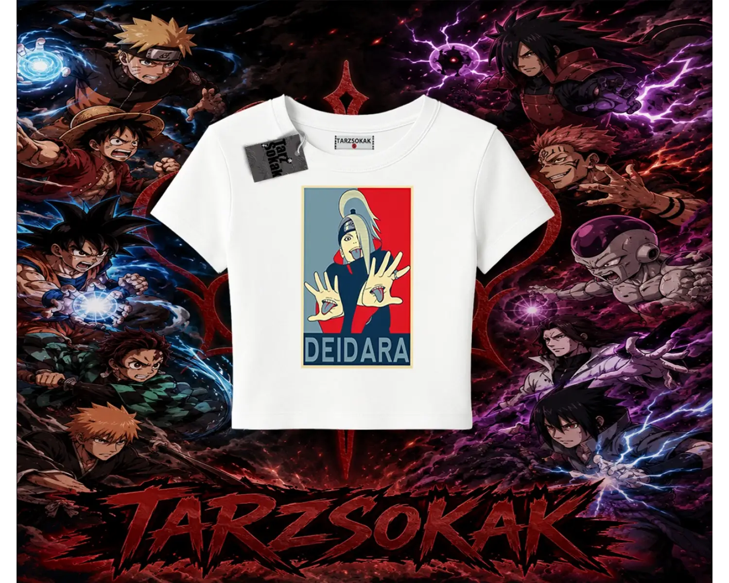Deidara Naruto Anime Karakteri Kadın Baby Tee Beyaz