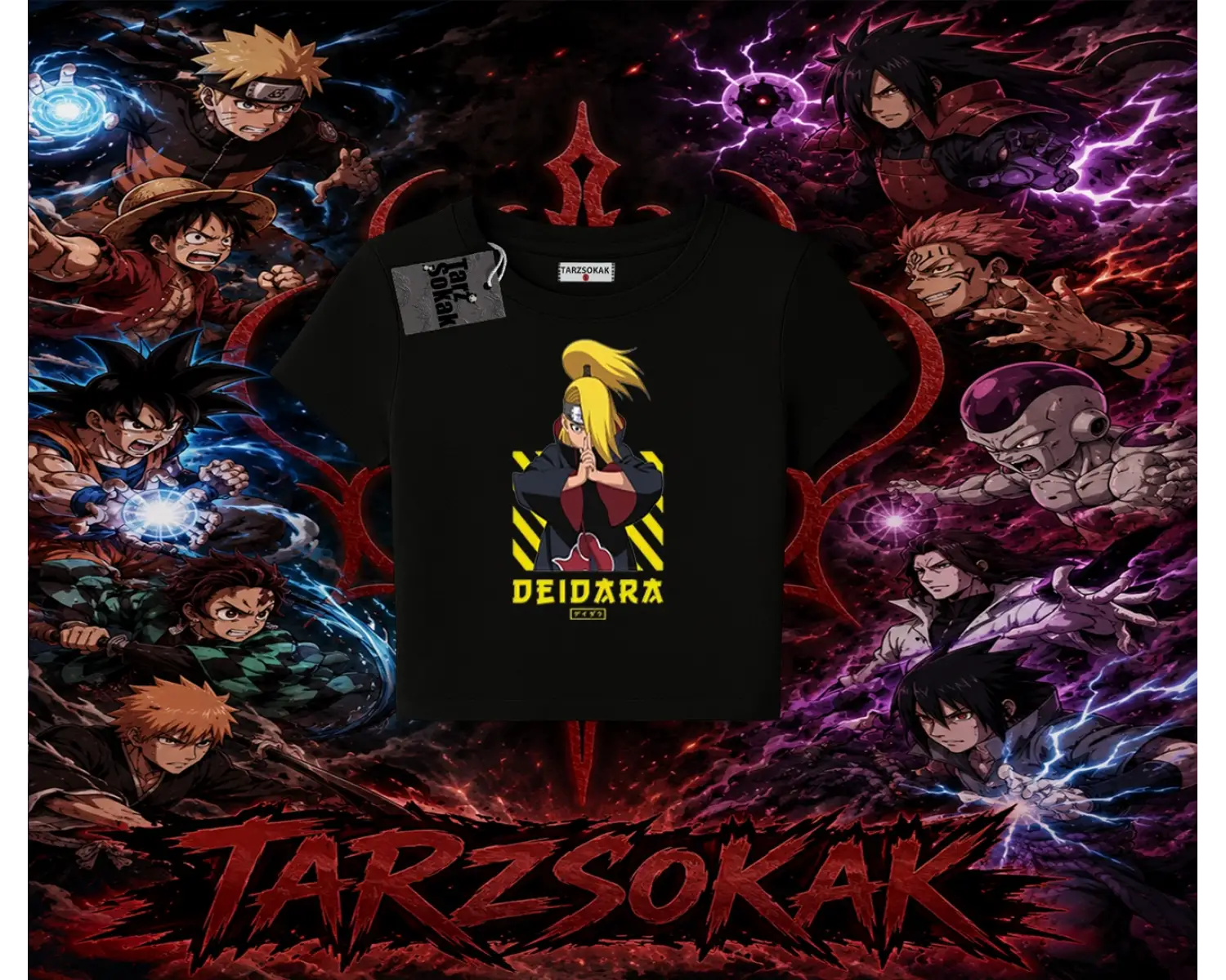 Deidara Naruto Anime Karakteri Kadın Baby Tee Beyaz
