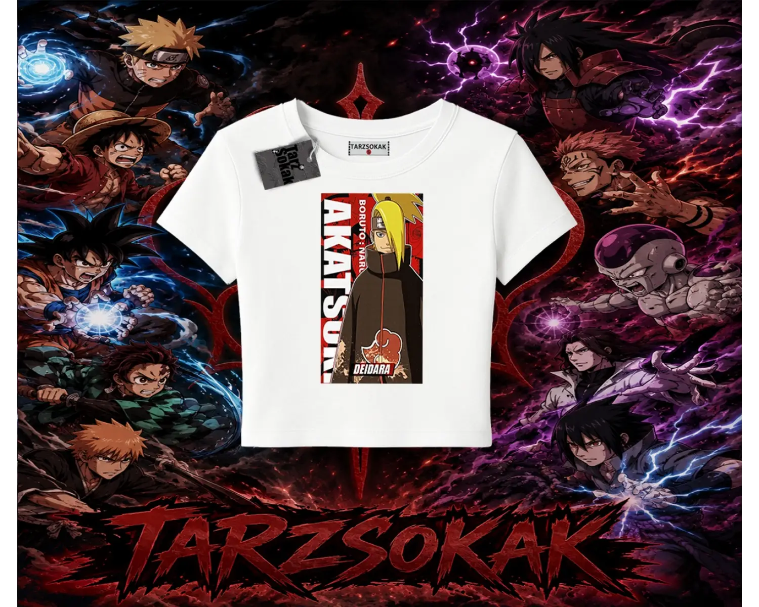 Deidara Naruto Anime Karakteri Kadın Baby Tee Beyaz