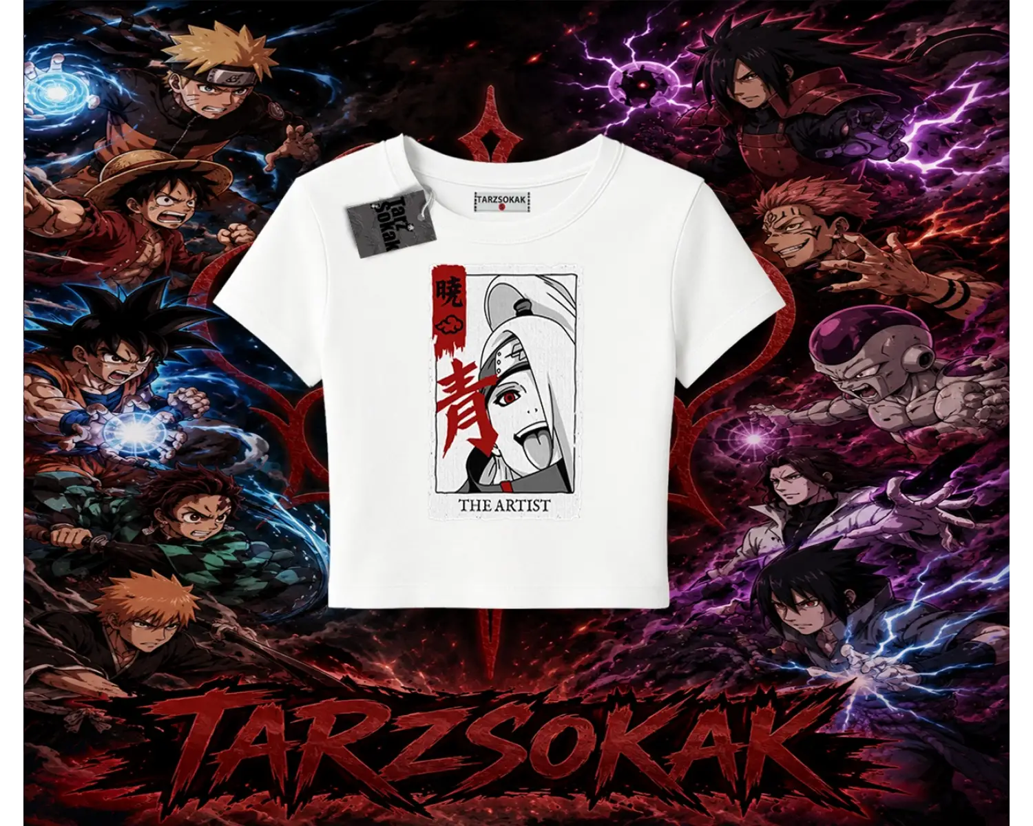 Deidara Naruto Anime Karakteri Kadın Baby Tee Beyaz