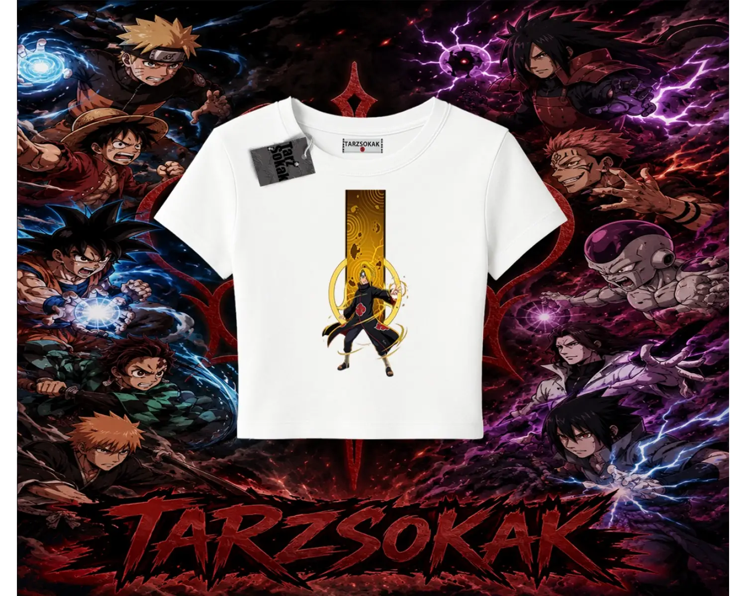 Deidara Naruto Anime Karakteri Kadın Baby Tee Beyaz
