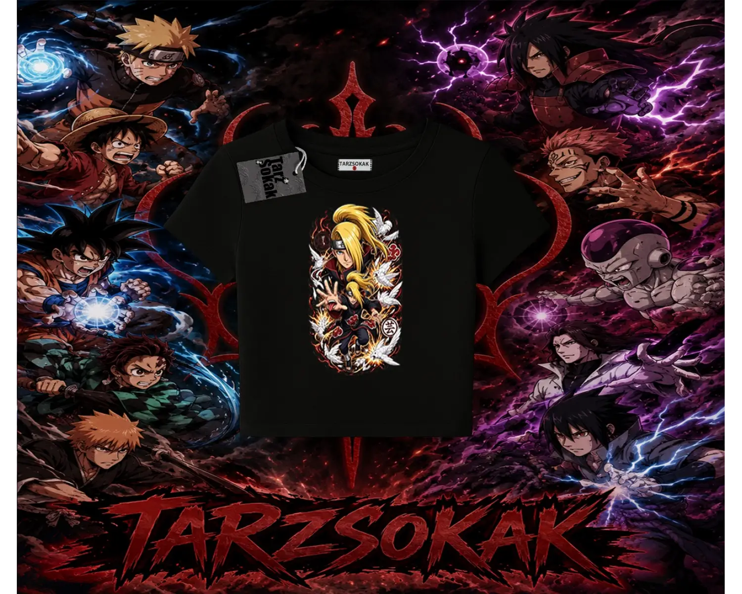 Deidara Naruto Anime Karakteri Kadın Baby Tee Beyaz