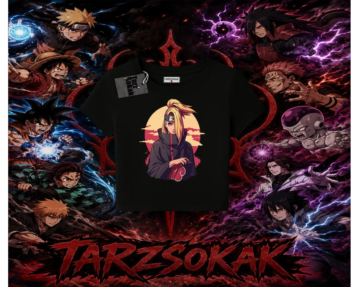 Deidara Naruto Anime Karakteri Kadın Baby Tee Beyaz