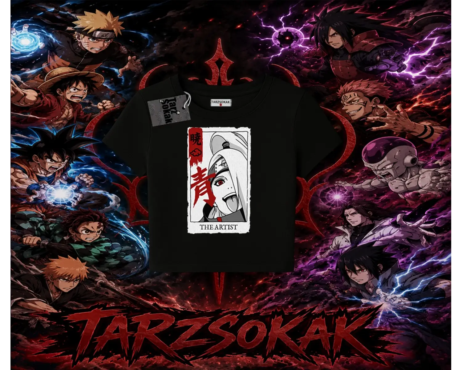 Deidara Naruto Anime Karakteri Kadın Baby Tee Beyaz