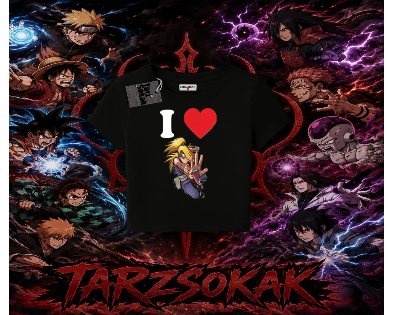 Deidara Naruto Anime Karakteri Kadın Baby Tee Beyaz