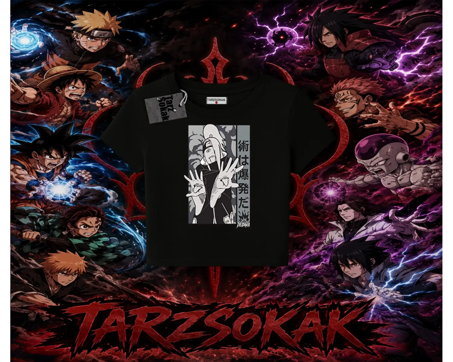 Deidara Naruto Anime Karakteri Kadın Baby Tee Beyaz