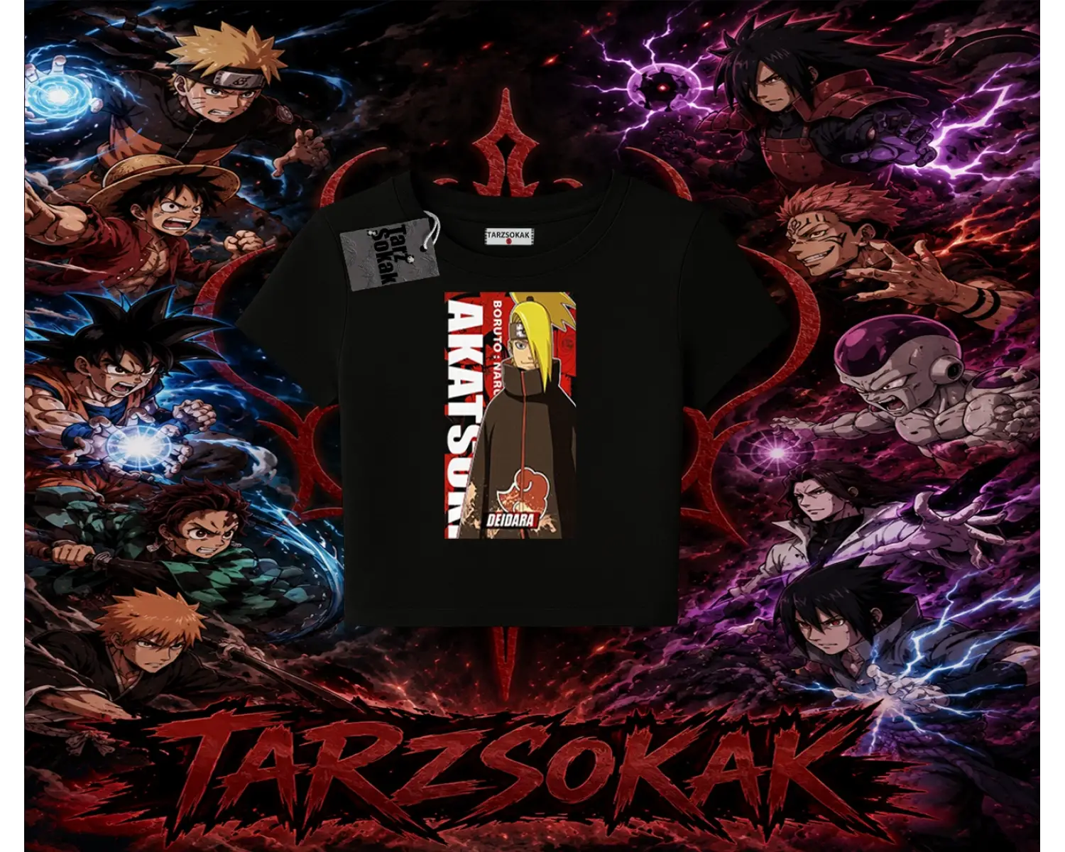 Deidara Naruto Anime Karakteri Kadın Baby Tee Beyaz