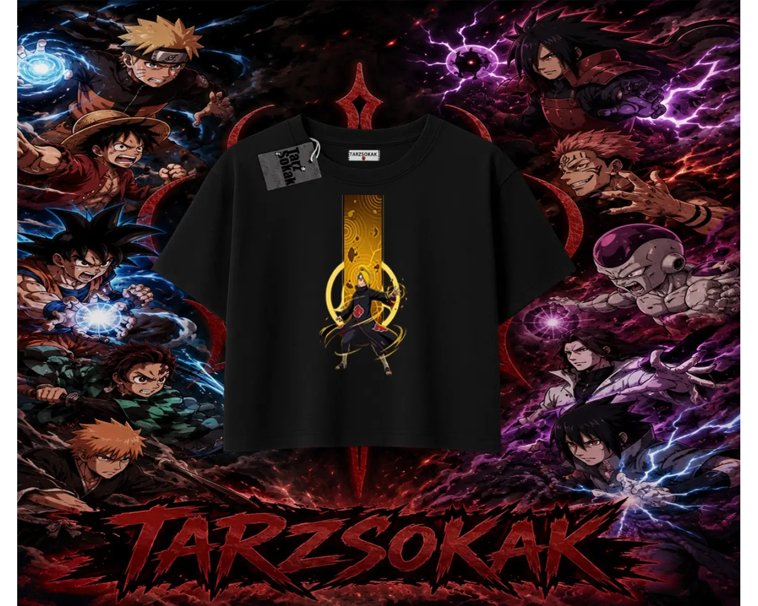 Deidara Naruto Anime Karakteri Kadın Crop Tişört Beyaz