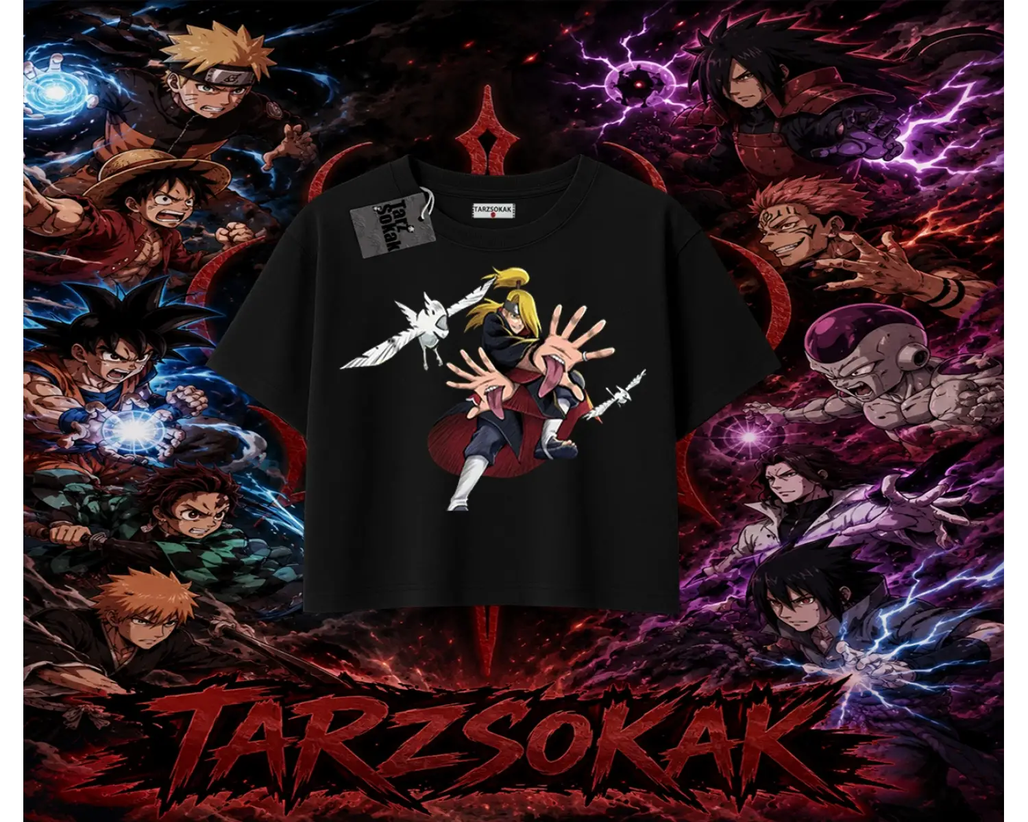 Deidara Naruto Anime Karakteri Kadın Crop Tişört Beyaz