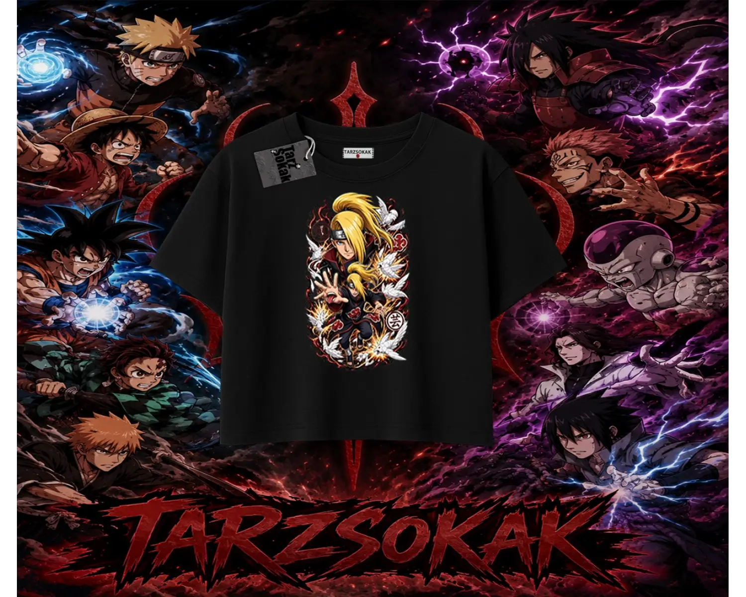 Deidara Naruto Anime Karakteri Kadın Crop Tişört Beyaz