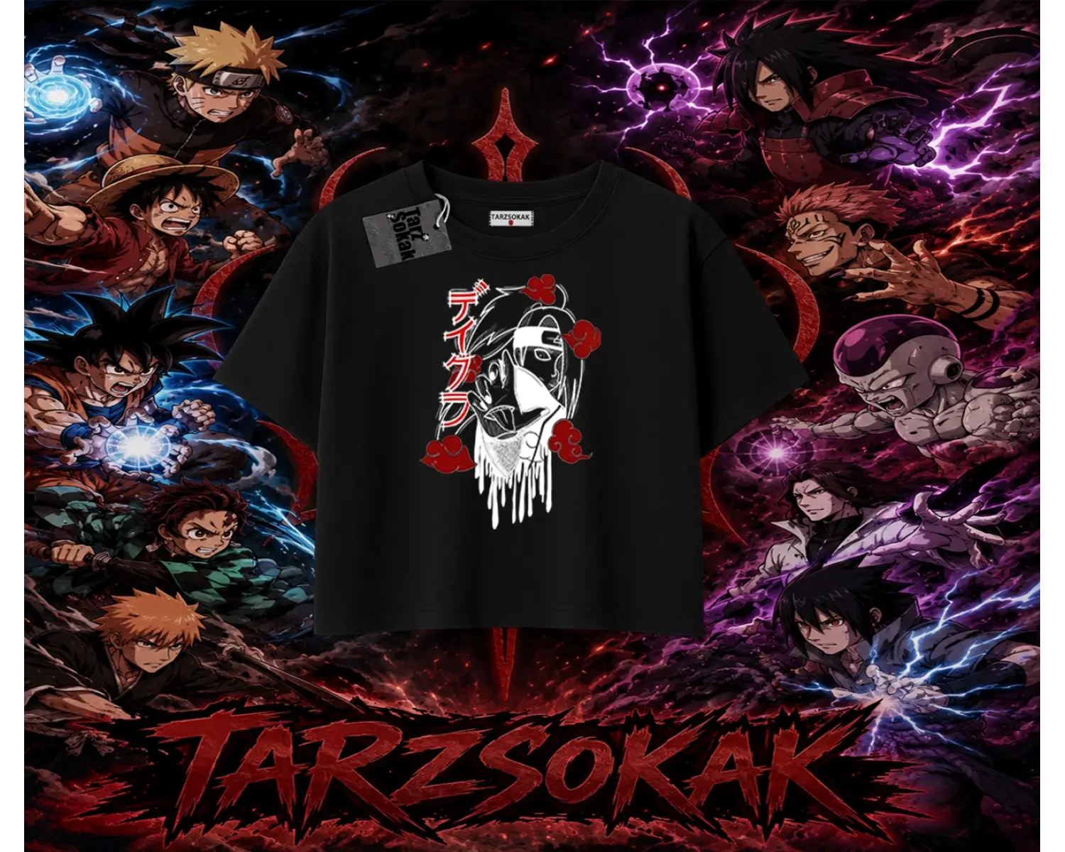 Deidara Naruto Anime Karakteri Kadın Crop Tişört Beyaz