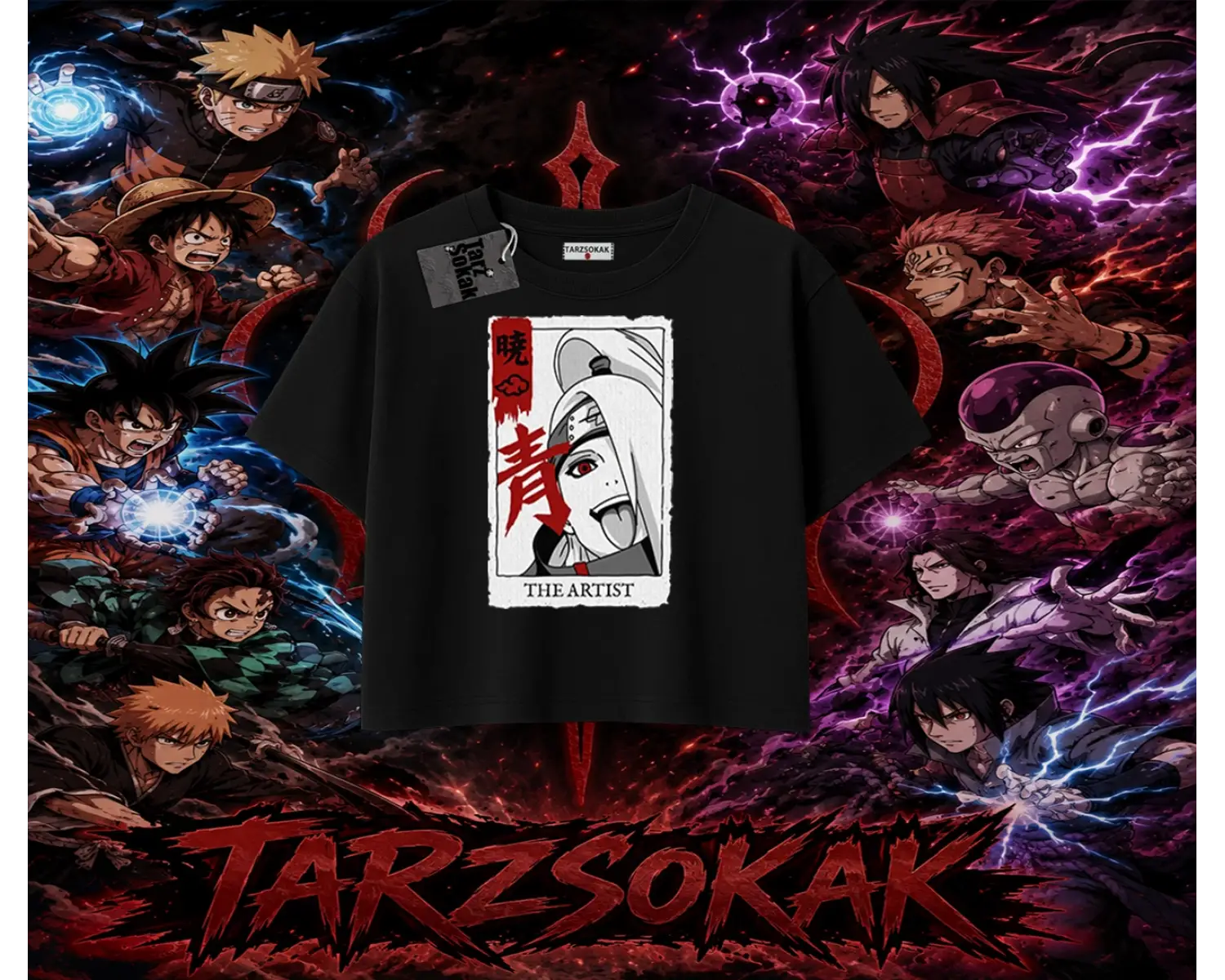 Deidara Naruto Anime Karakteri Kadın Crop Tişört Beyaz