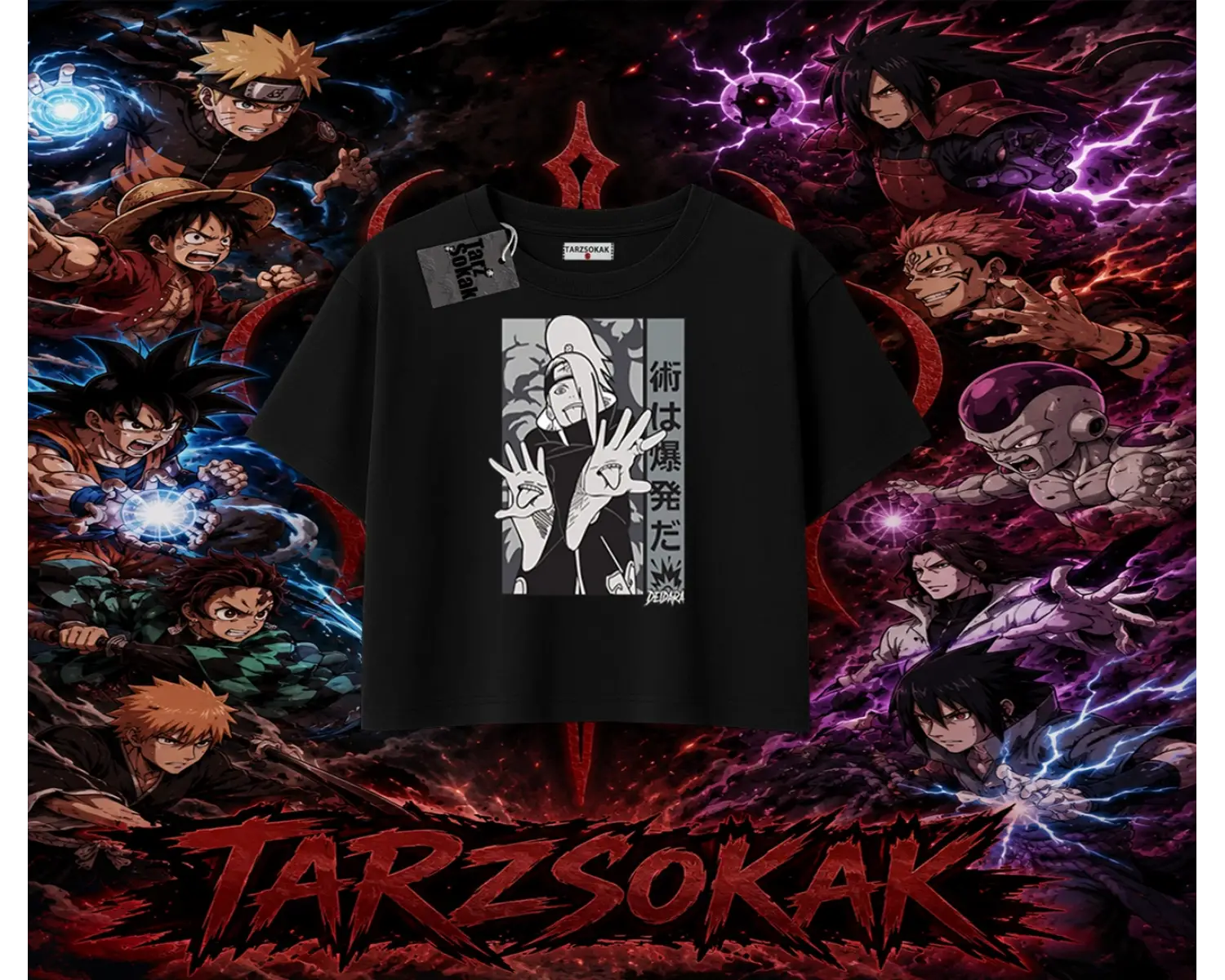 Deidara Naruto Anime Karakteri Kadın Crop Tişört Beyaz