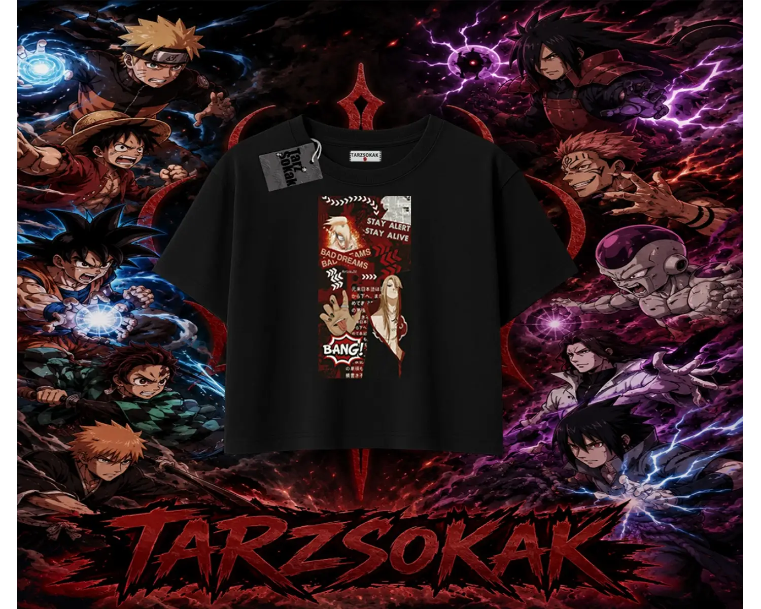 Deidara Naruto Anime Karakteri Kadın Crop Tişört Beyaz