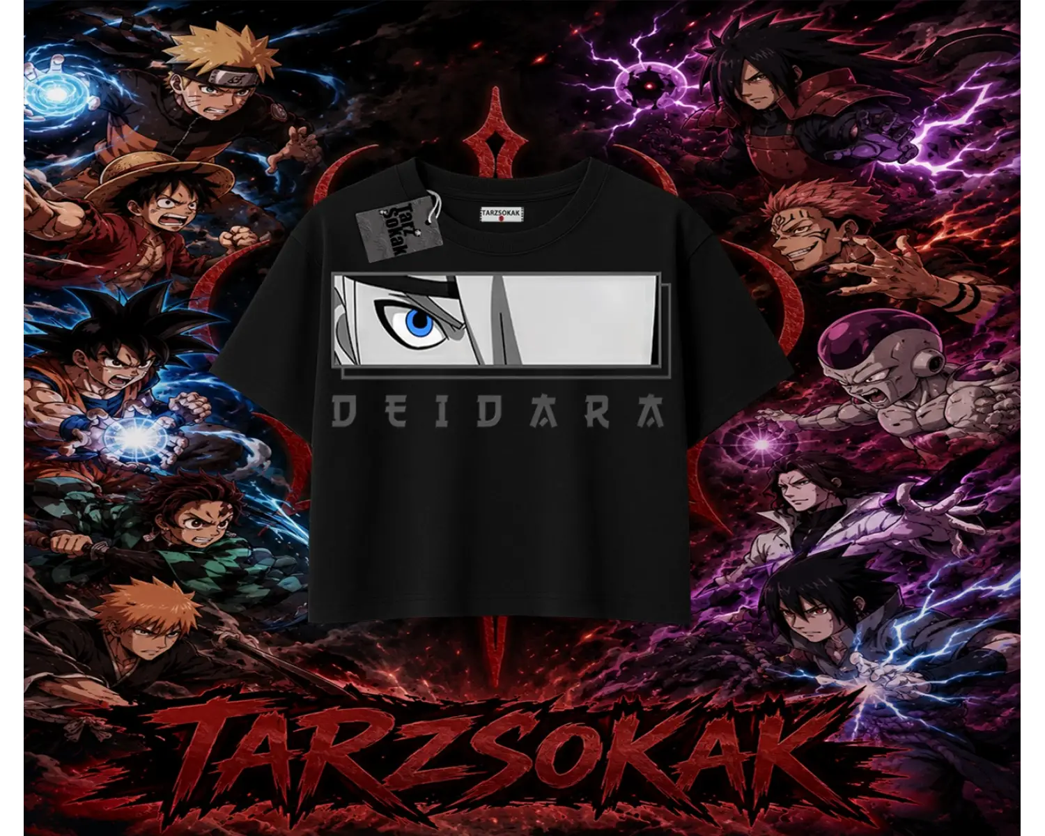 Deidara Naruto Anime Karakteri Kadın Crop Tişört Beyaz