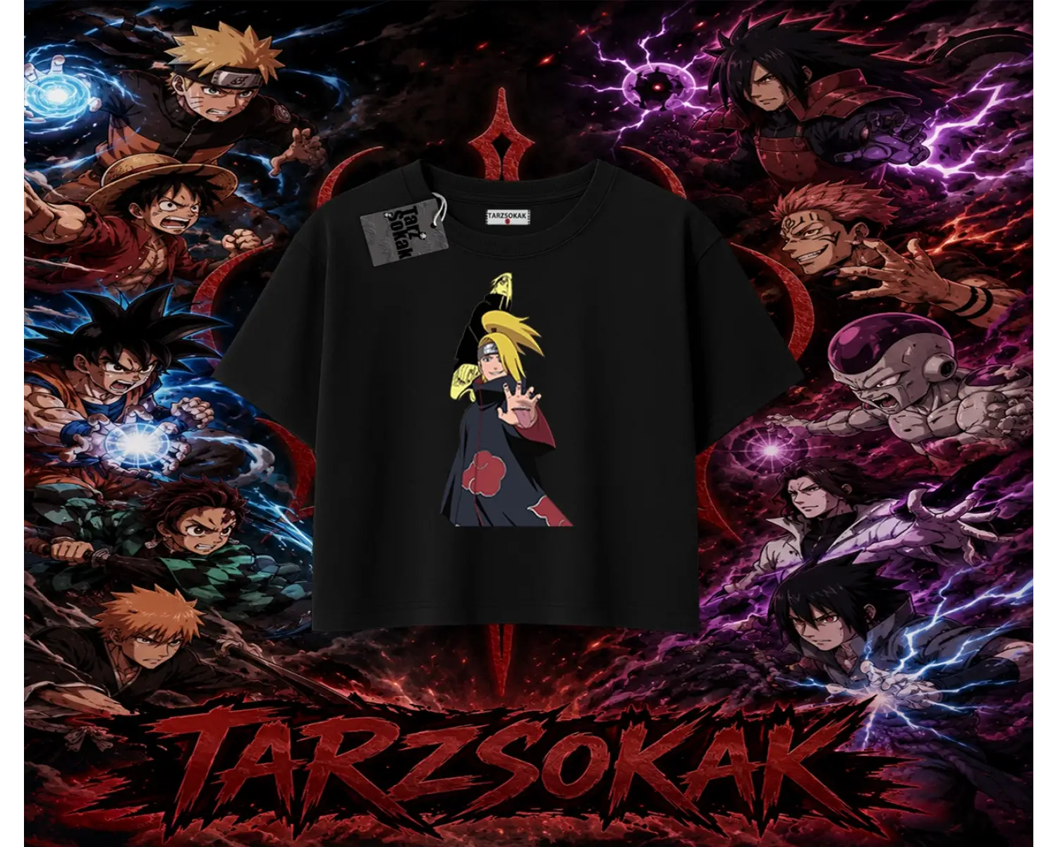 Deidara Naruto Anime Karakteri Kadın Crop Tişört Beyaz