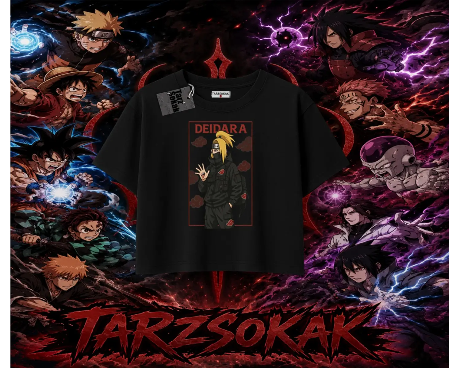 Deidara Naruto Anime Karakteri Kadın Crop Tişört Beyaz