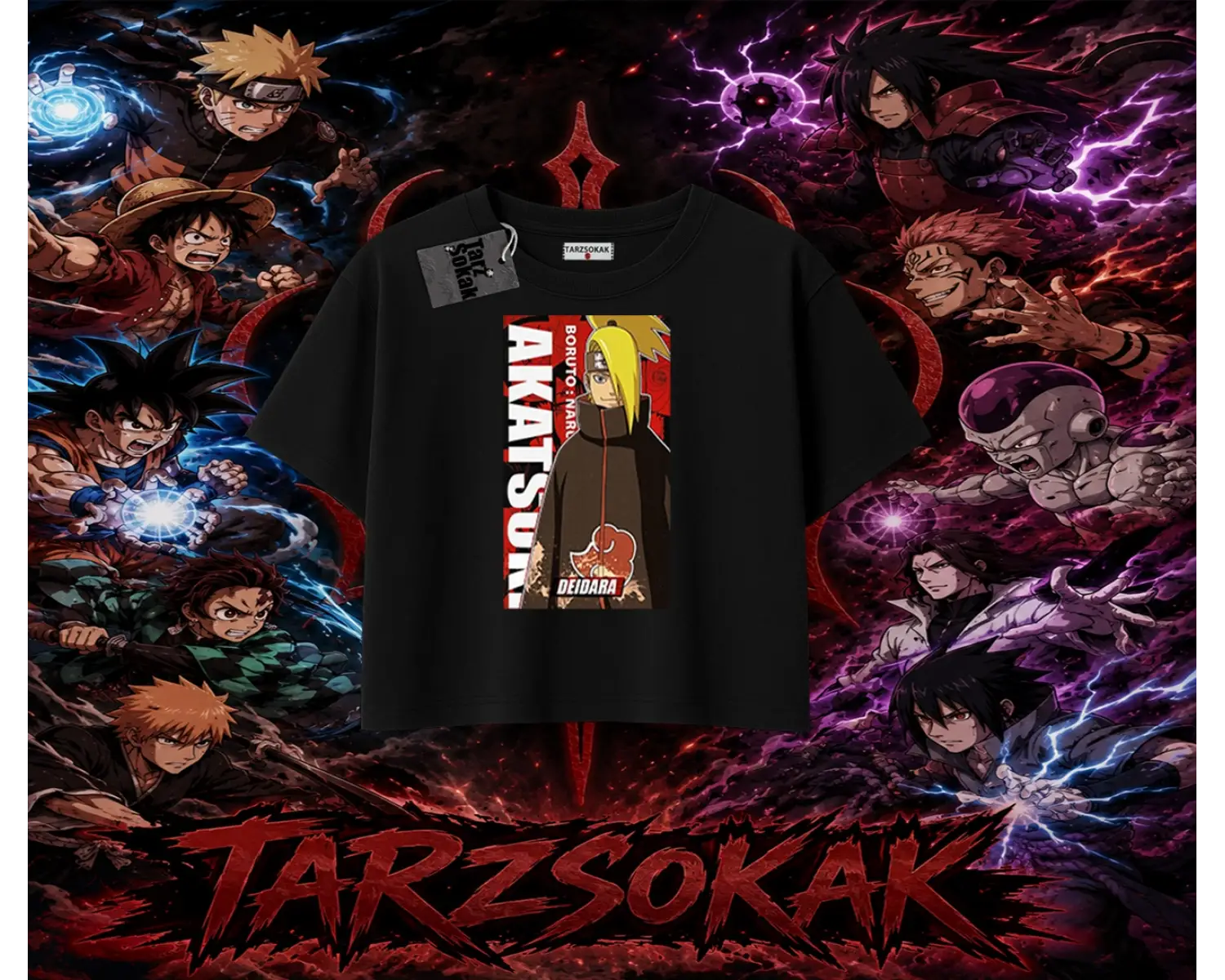 Deidara Naruto Anime Karakteri Kadın Crop Tişört Beyaz