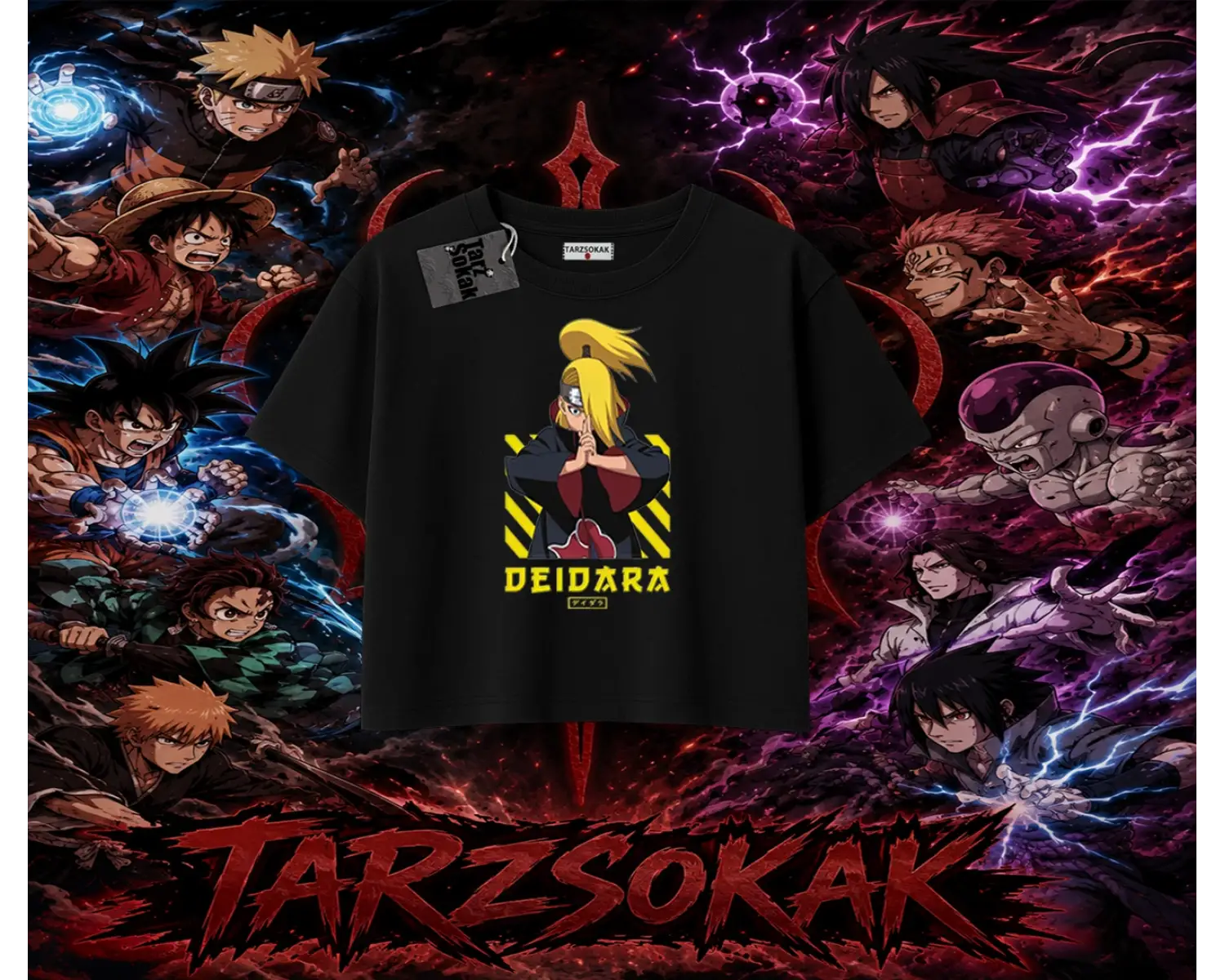 Deidara Naruto Anime Karakteri Kadın Crop Tişört Beyaz