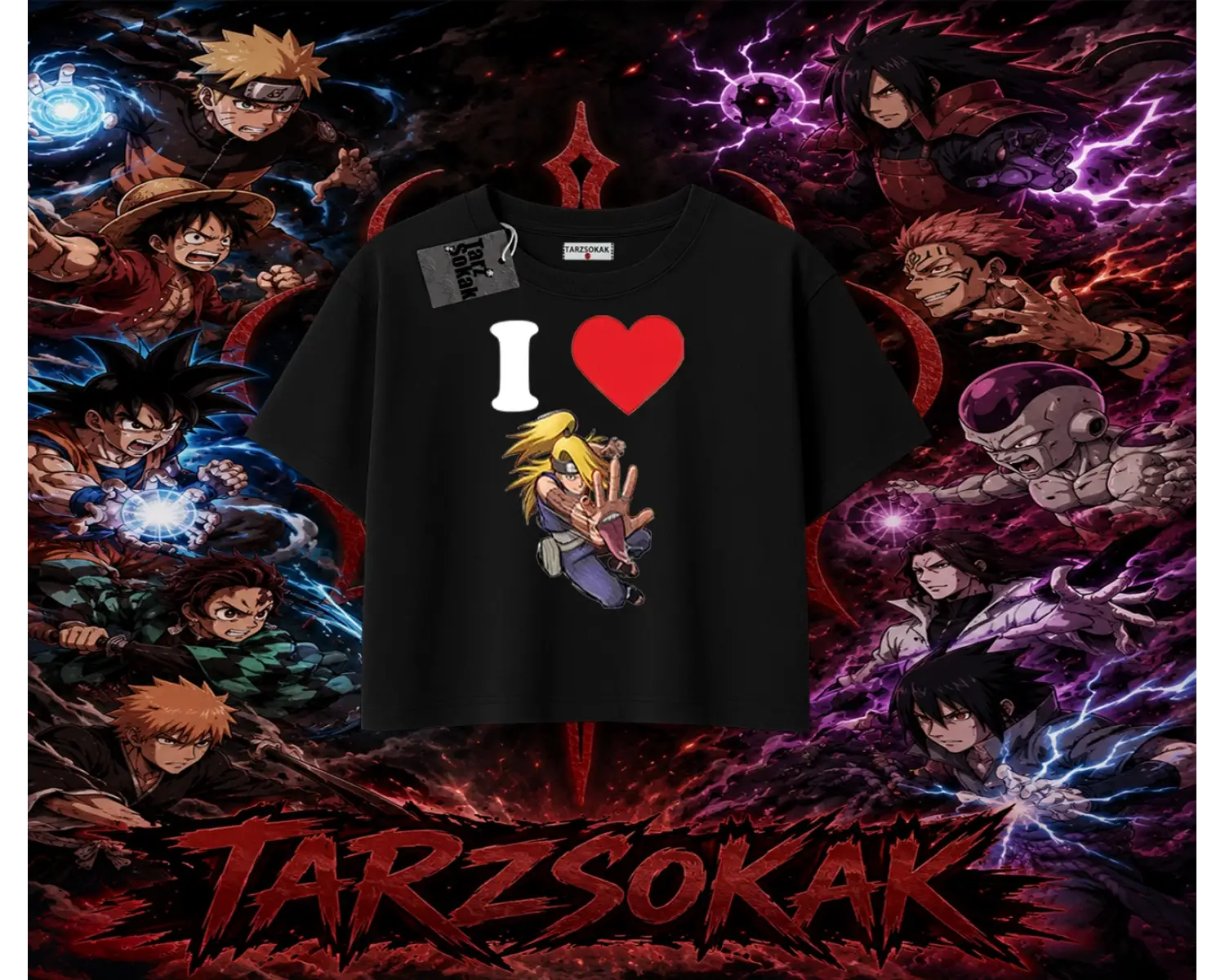 Deidara Naruto Anime Karakteri Kadın Crop Tişört Beyaz
