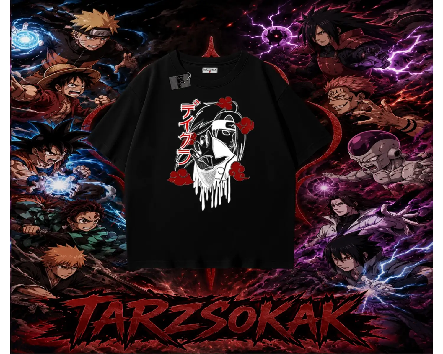 Deidara Naruto Anime Karakteri Oversize Unisex Tişört Beyaz