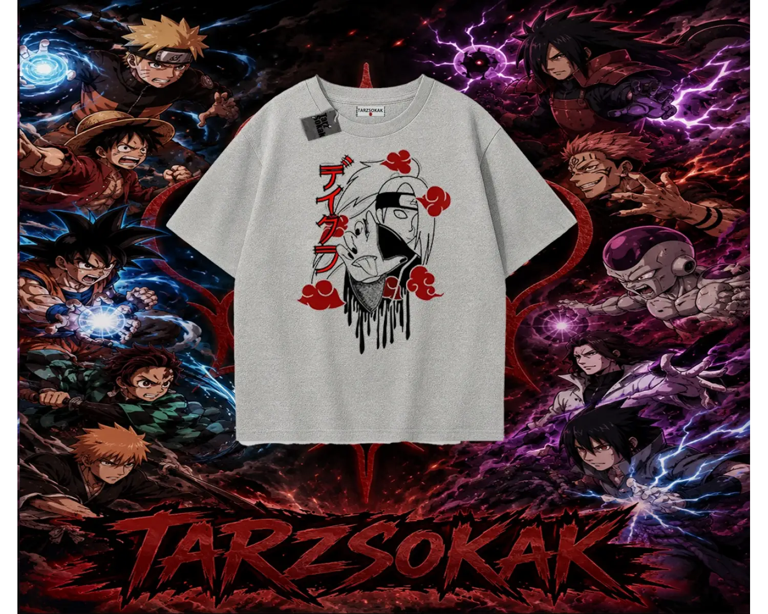 Deidara Naruto Anime Karakteri Oversize Unisex Tişört Beyaz