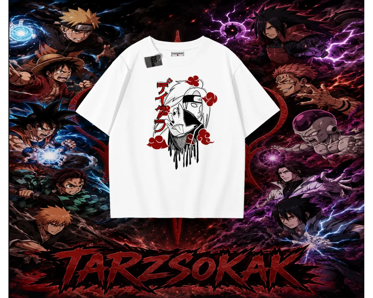 Deidara Naruto Anime Karakteri Oversize Unisex Tişört Beyaz