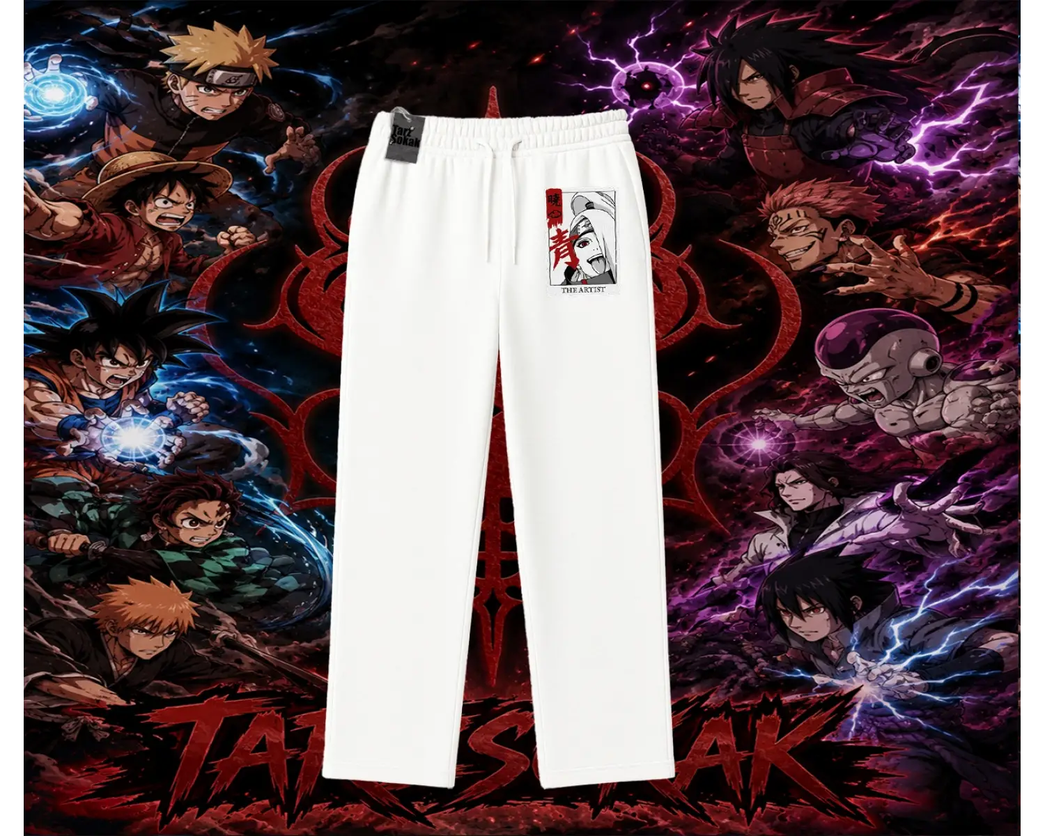 Deidara Naruto Anime Karakteri Unisex Baggy Eşofman Altı Beyaz
