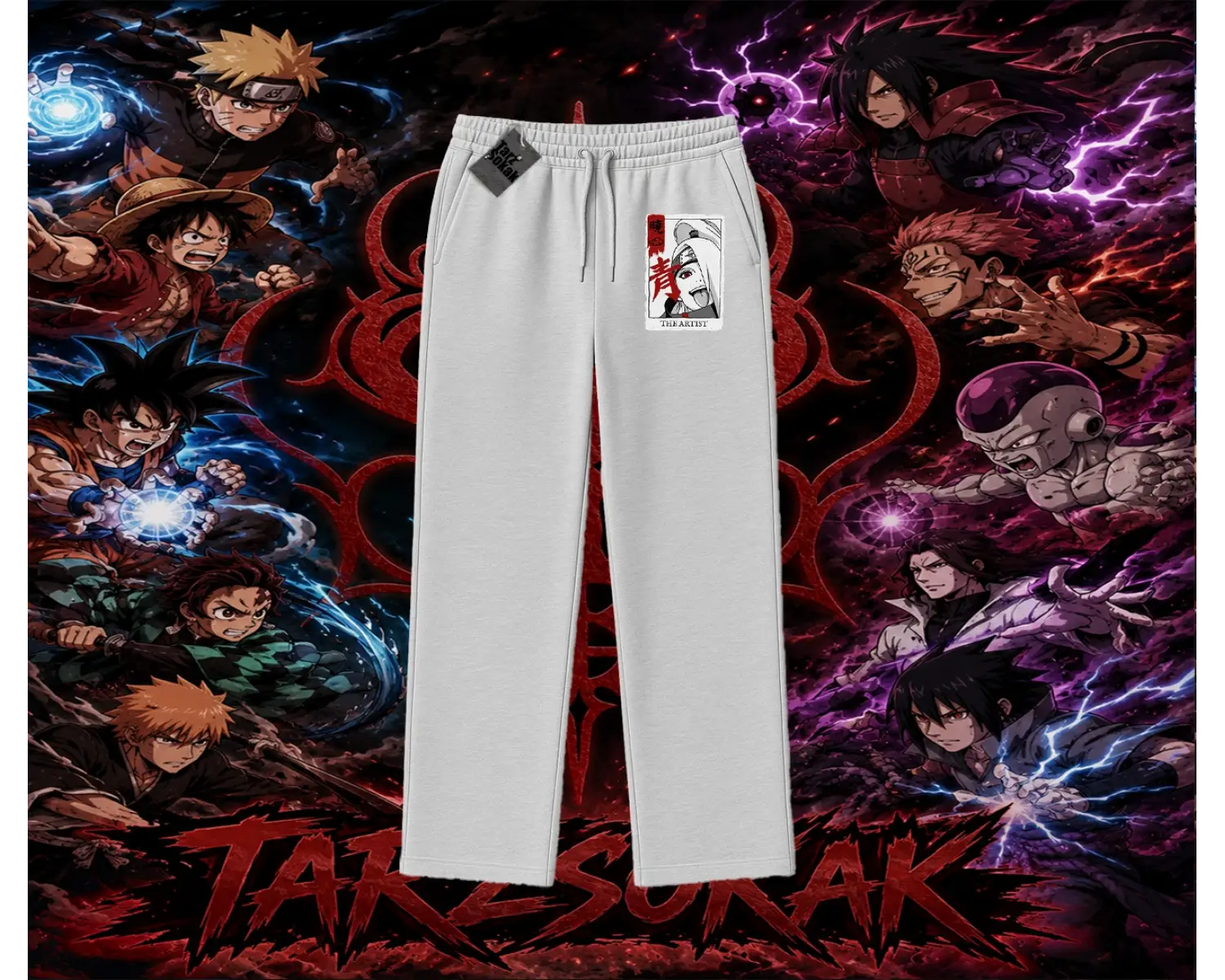 Deidara Naruto Anime Karakteri Unisex Baggy Eşofman Altı Beyaz