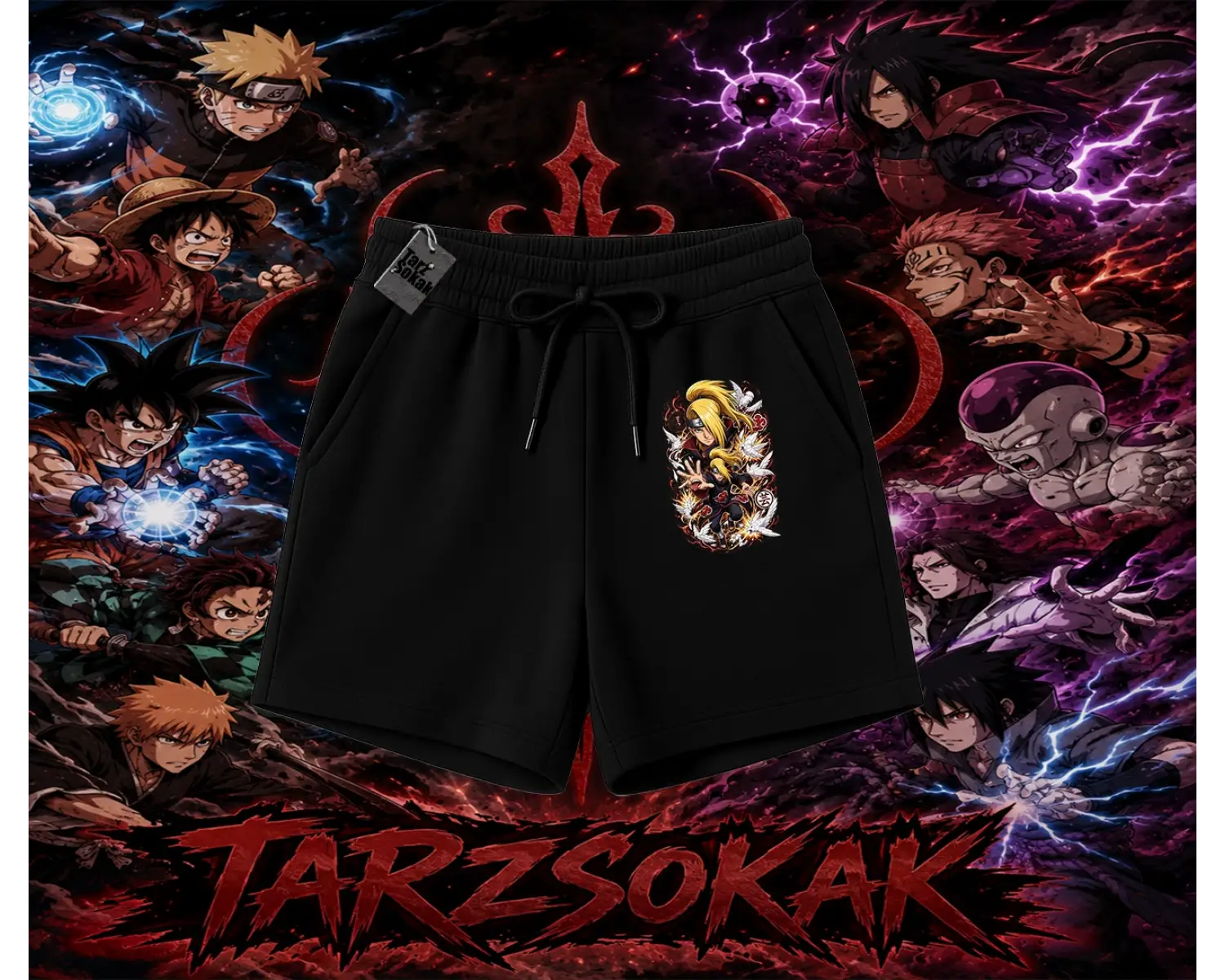 Deidara Naruto Anime Karakteri Unisex Şort Beyaz