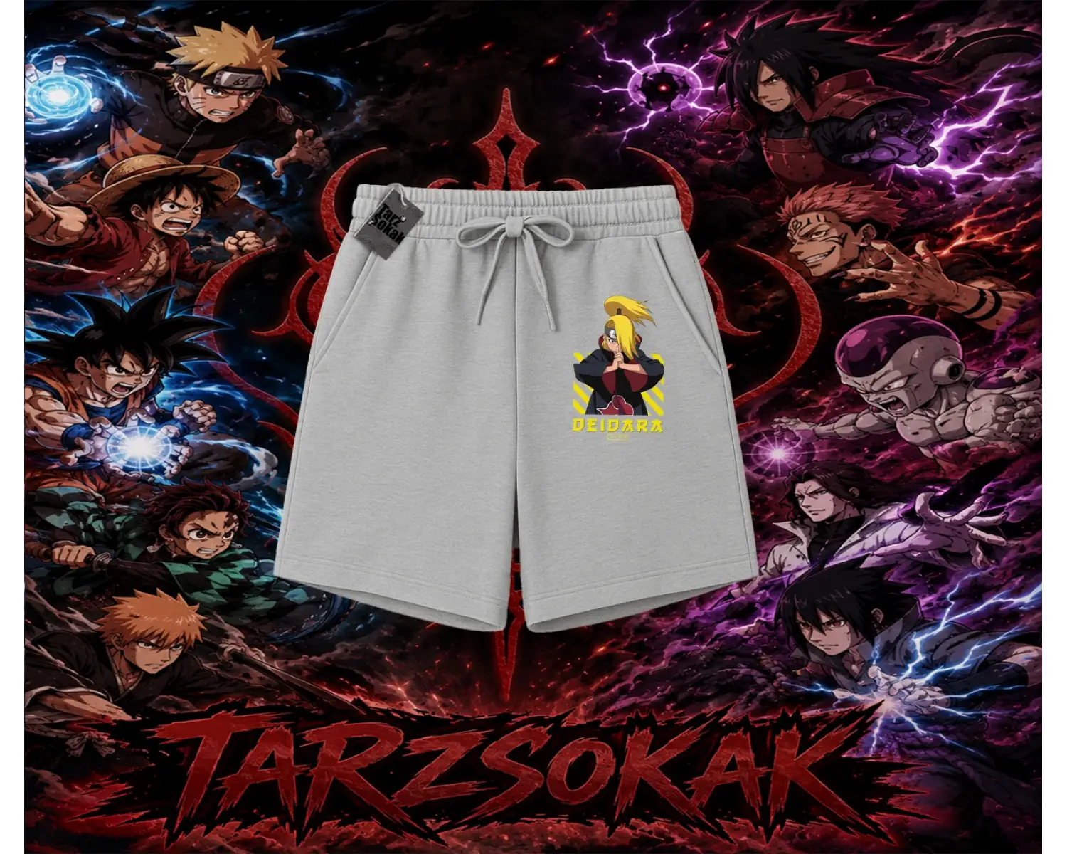 Deidara Naruto Anime Karakteri Unisex Şort Beyaz