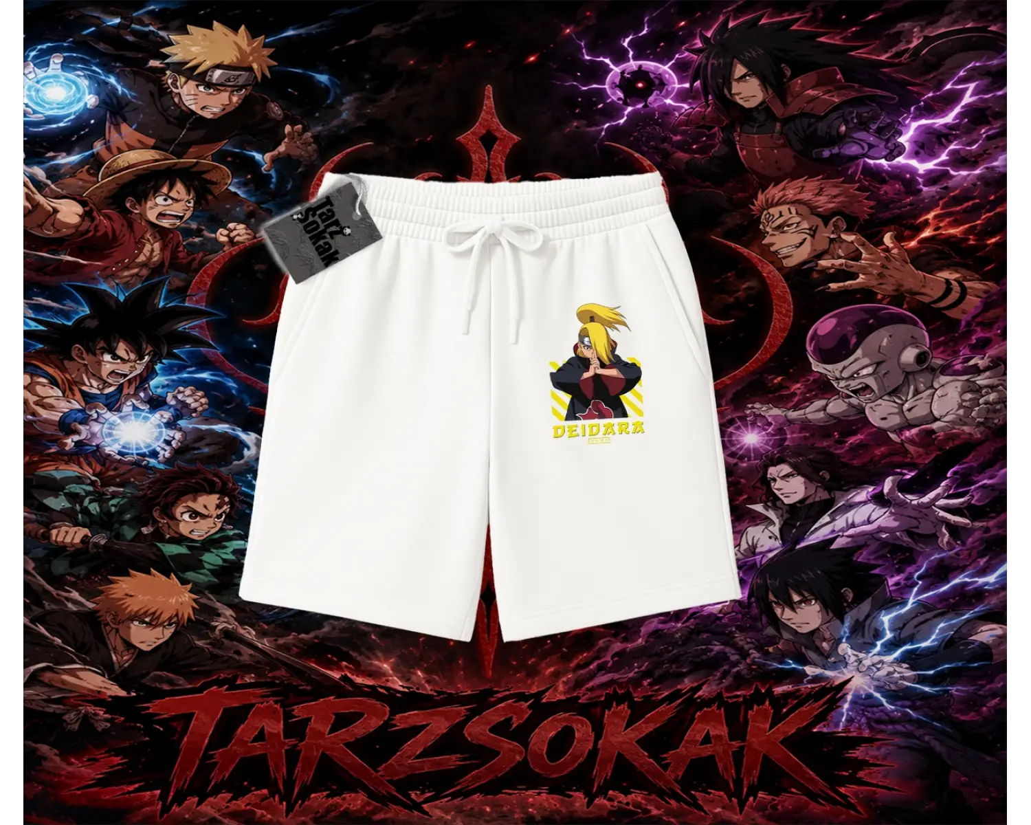 Deidara Naruto Anime Karakteri Unisex Şort Beyaz