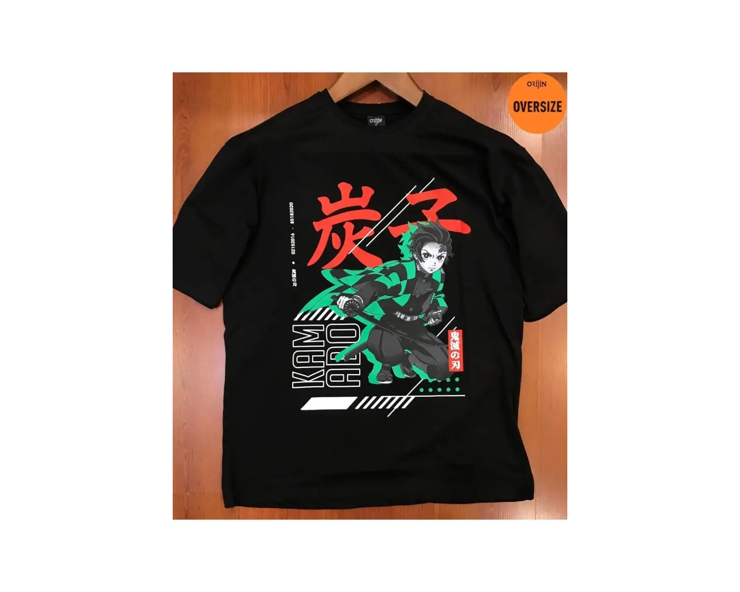 Demon Slayer Tanjiro Kamado Ön Arka Baskılı Oversize Siyah