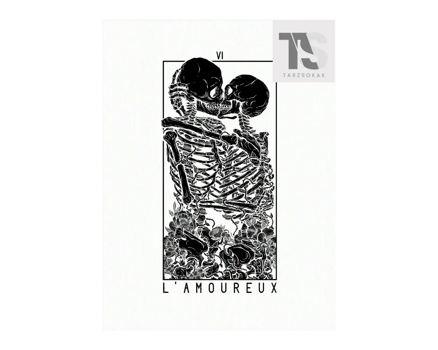 Deniart İskelet ve Harf Grafikli Düşük Omuzlu Longline Tişört