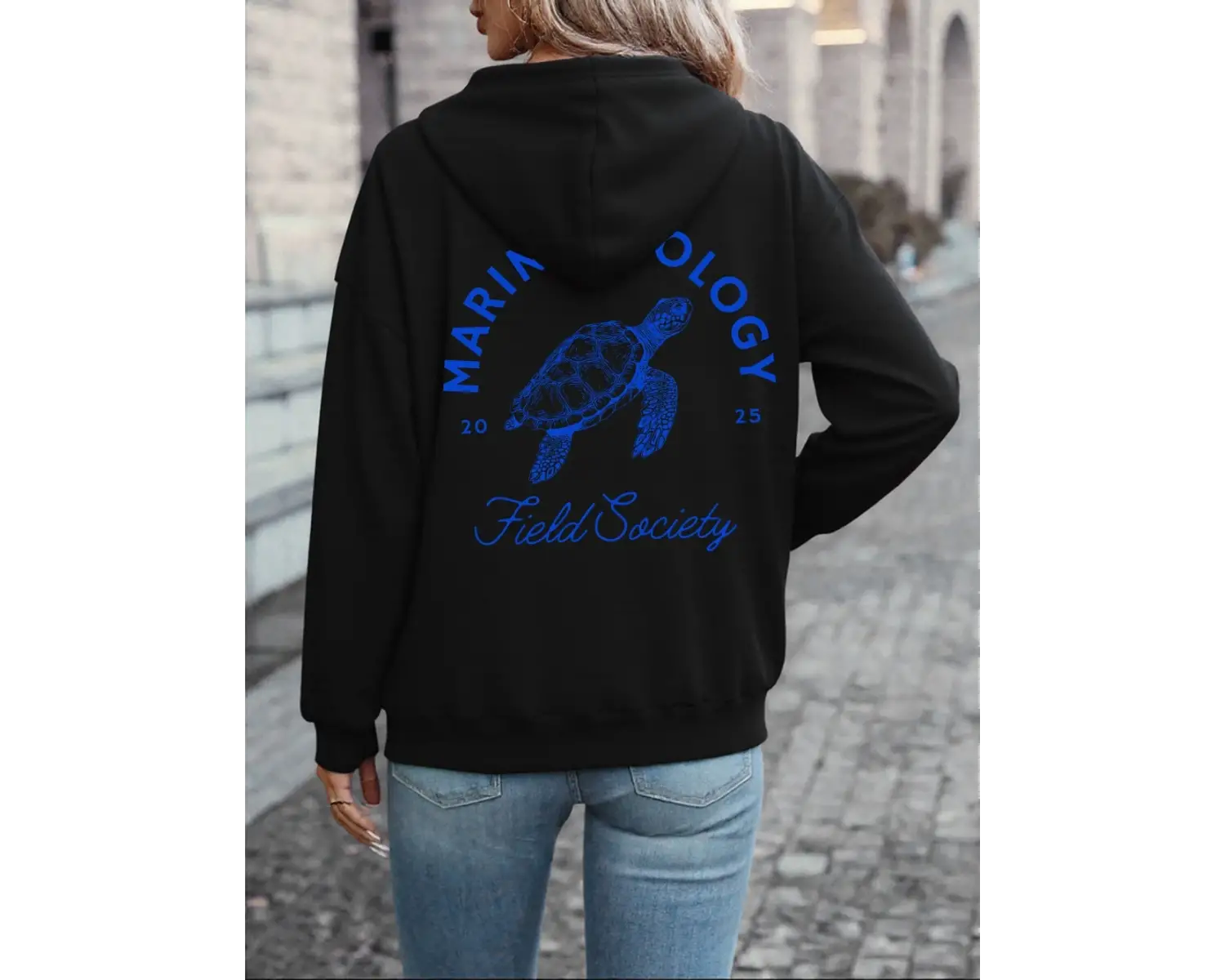 Deniz Biyolojisi Kaplumbağa Baskılı Kapüşonlu Üstler Kadın Kışlık Polar Sıcak Kazaklar Günlük