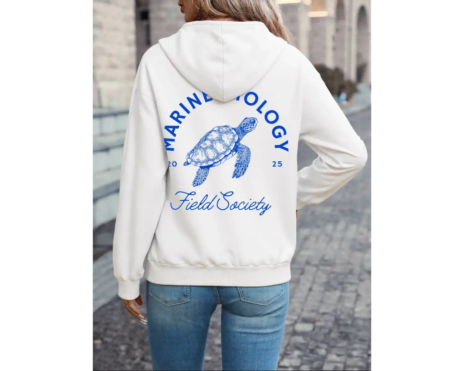 Deniz Biyolojisi Kaplumbağa Baskılı Kapüşonlu Üstler Kadın Kışlık Polar Sıcak Kazaklar Günlük