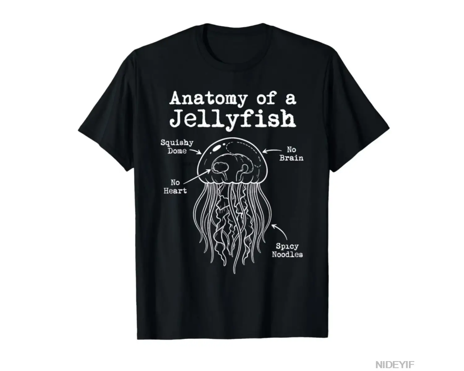 Denizanasının anatomisi baharatlı erişte komik deniz biyolojisi tişört erkekler kadınlar için