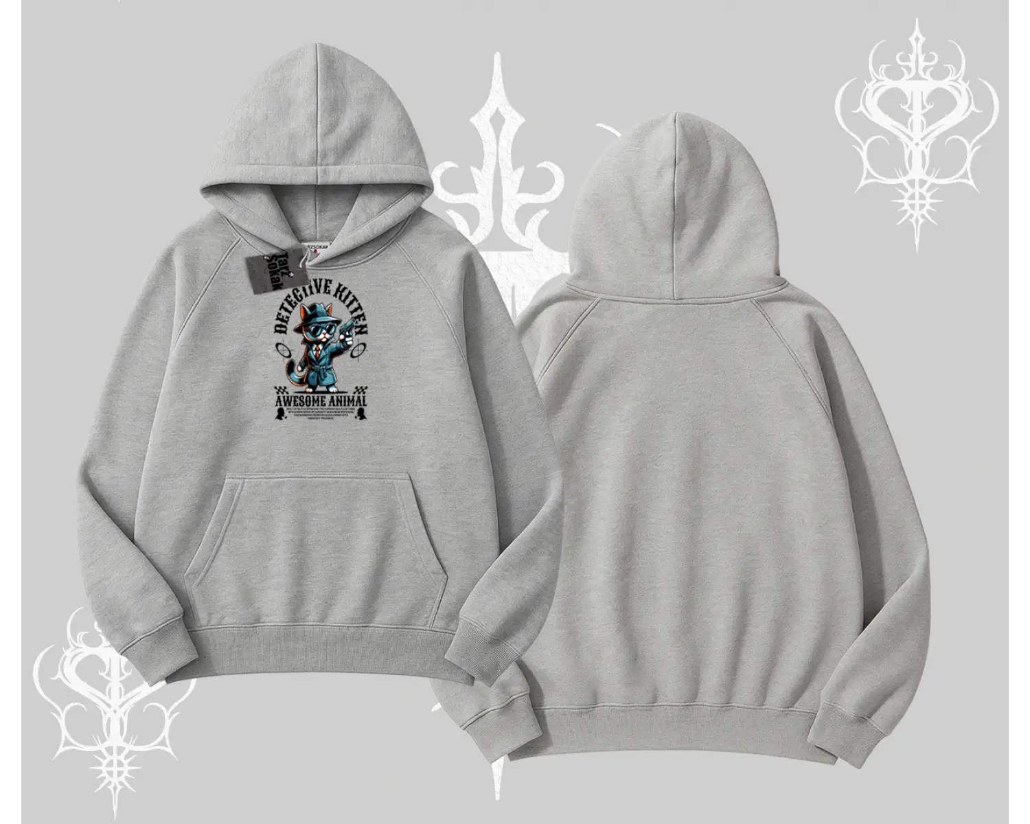 Detective Kitten Kedi Baskılı Kapşonlu Sweatshirt