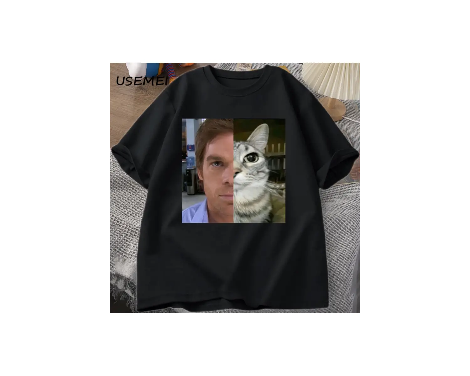 Dexter Morgan Kedi T-shirt Komik Pamuk Kısa Kollu O Boyun Tshirt Unisex Streetwear Erkek Giys 2802