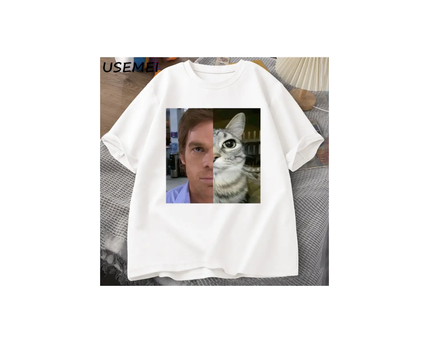 Dexter Morgan Kedi T-shirt Komik Pamuk Kısa Kollu O Boyun Tshirt Unisex Streetwear Erkek Giys 2802