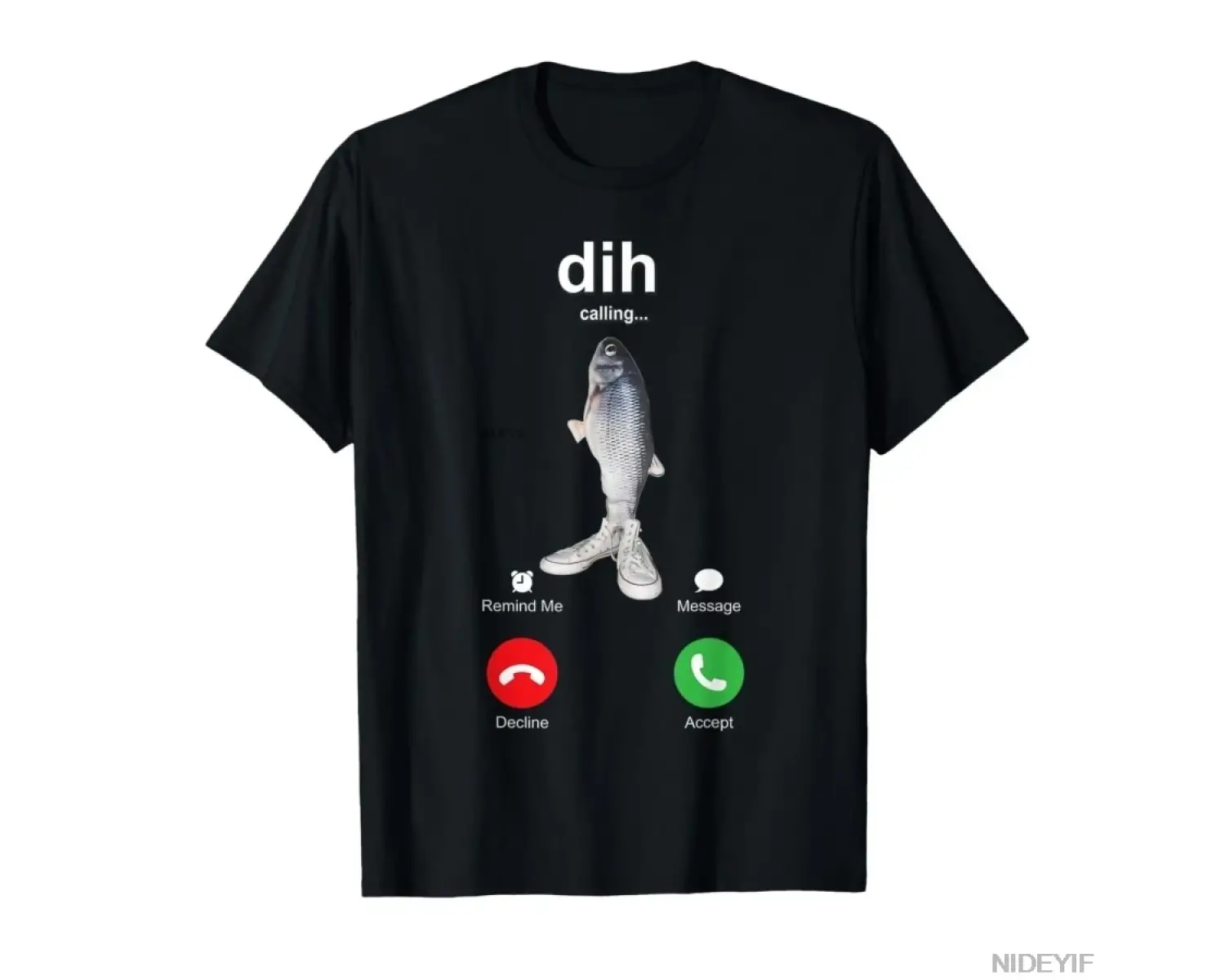 Dih Komik Telefon Görüşmesi Memesi Diyor, fih Balıkçılık Beyin Bozukluğu Tişörtü Erkekler ve